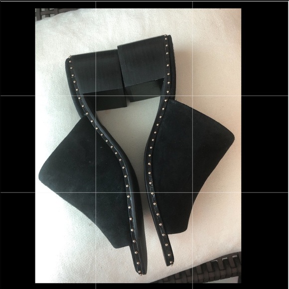 Maje Black Wave Suede  Studded Mules Size 40 - Picture 5 of 15